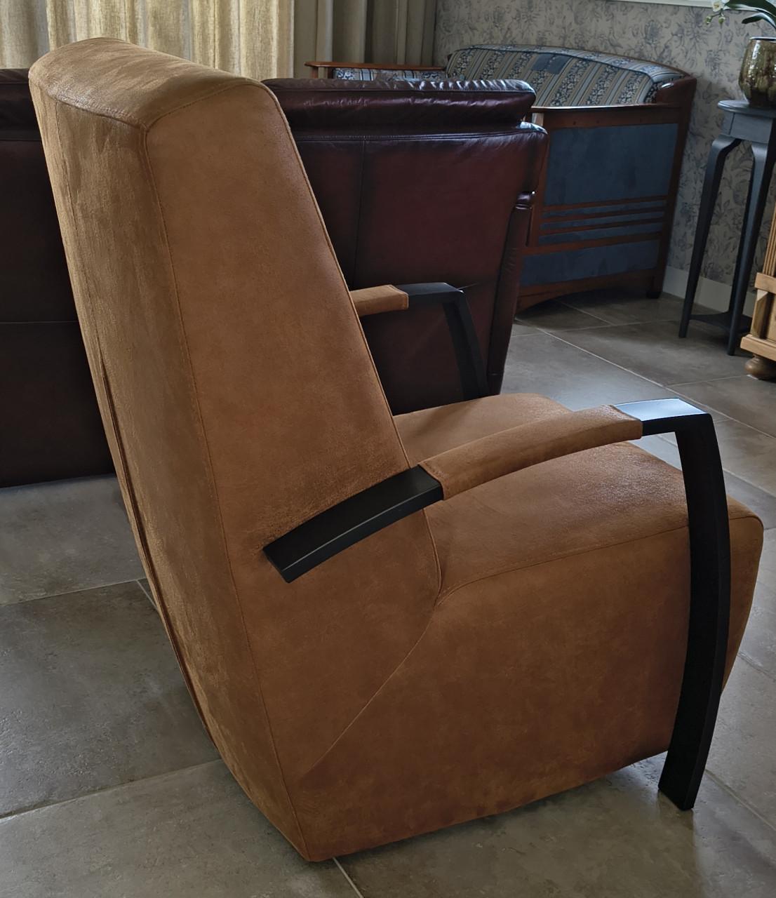 Fauteuil stof cognackleur