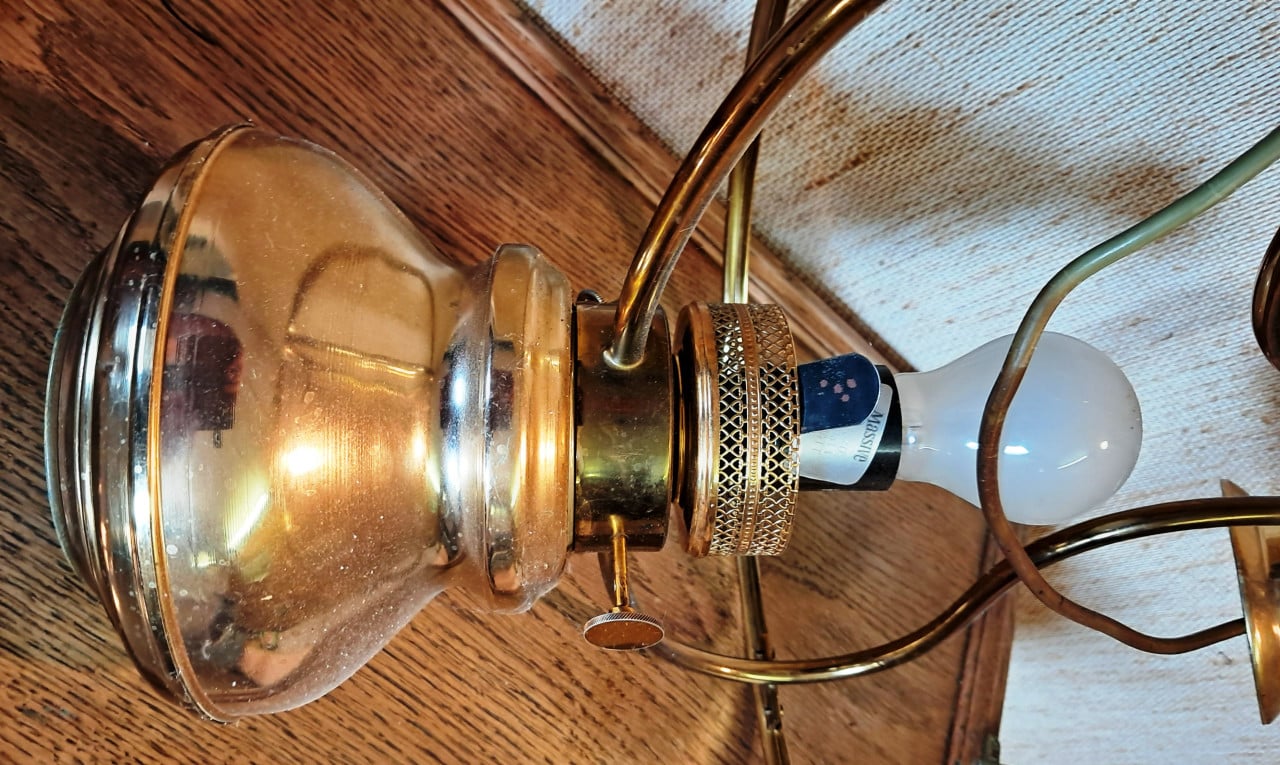 Massive koperen hanglamp zonder kap