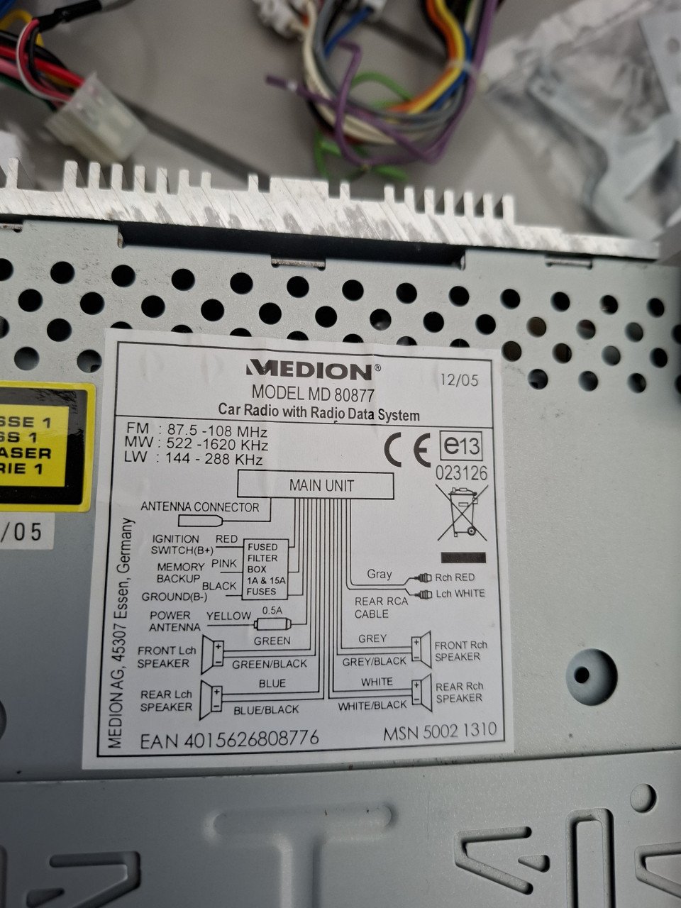 Medion MD 80877, MD8077, CD - Autoradio,