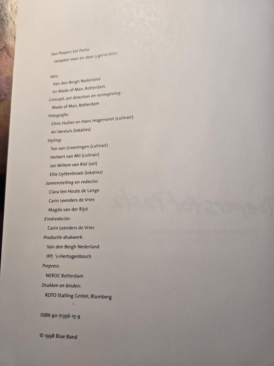 Boek: Van piepers tot pasta 1998