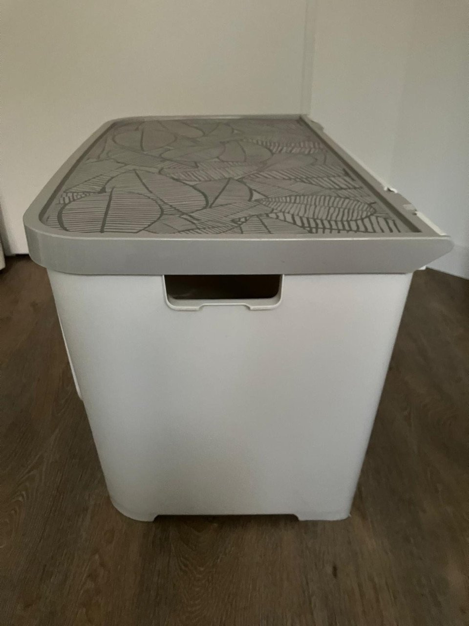 Kattenbak + uitloopmat-kattentoilet-kattenhuis-grijs wit-45x45x76