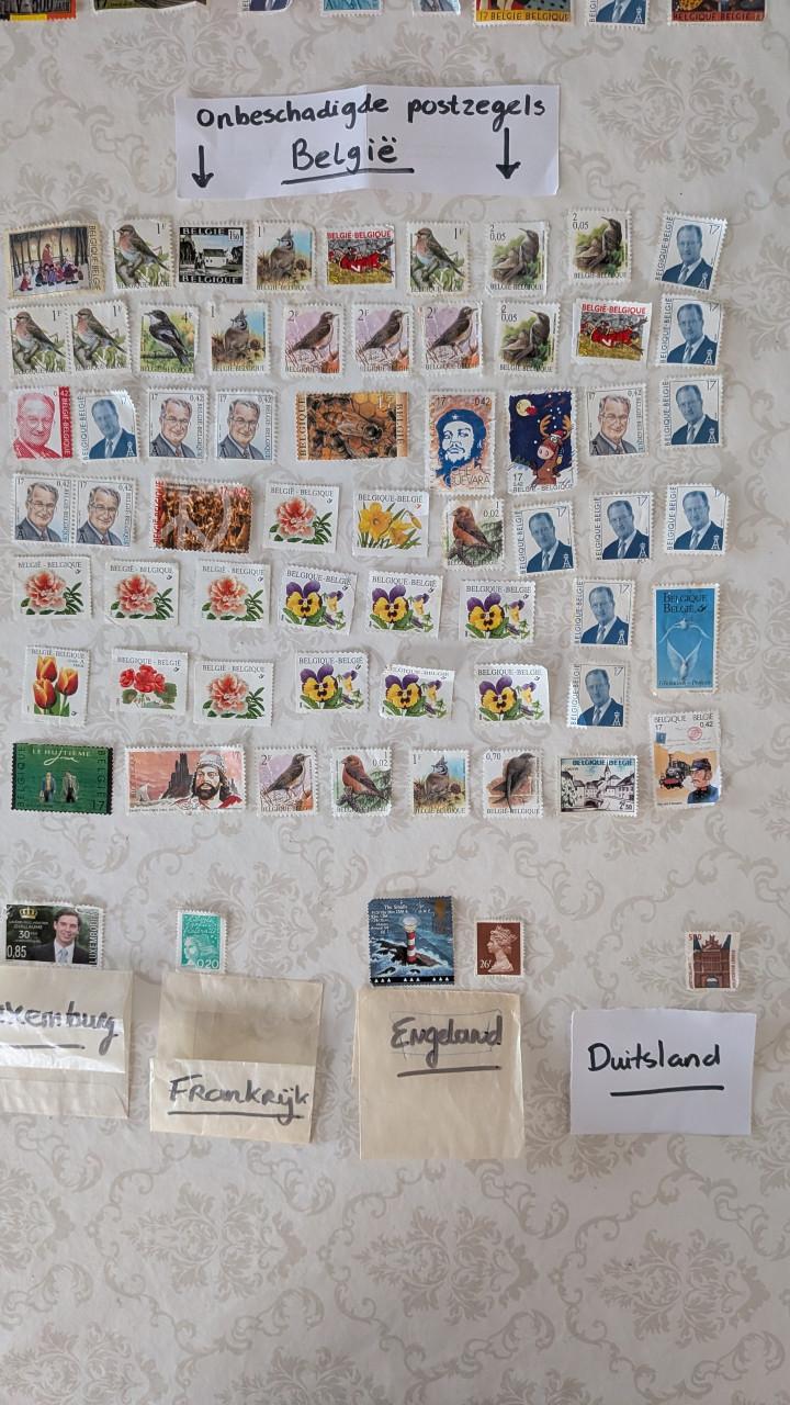 Partij postzegels België (vogels/bloemen), Luxemburg, FR, DE, UK In 1 koop