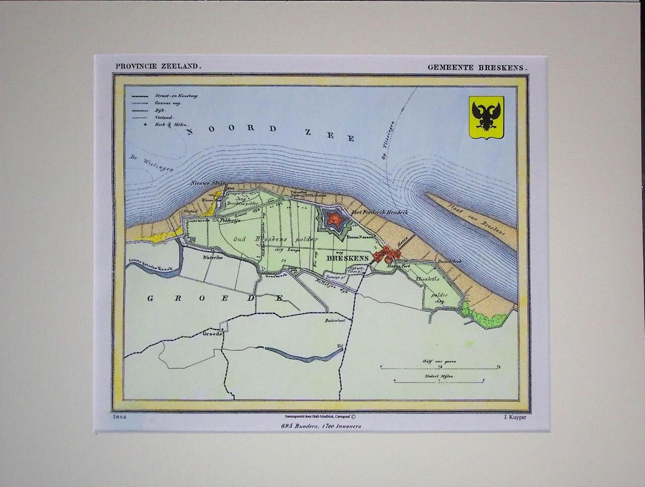 Hist. kaarten van J. Kuyper nu in kleur van Zw. Vlaanderen