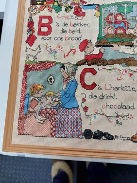 Ingelijst borduurwek