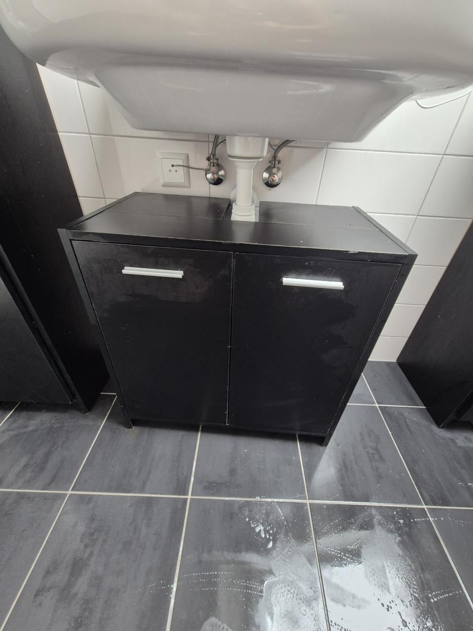 VidaXL 3-delige badkamermeubelset zwart eiken | nieuwprijs ± €269