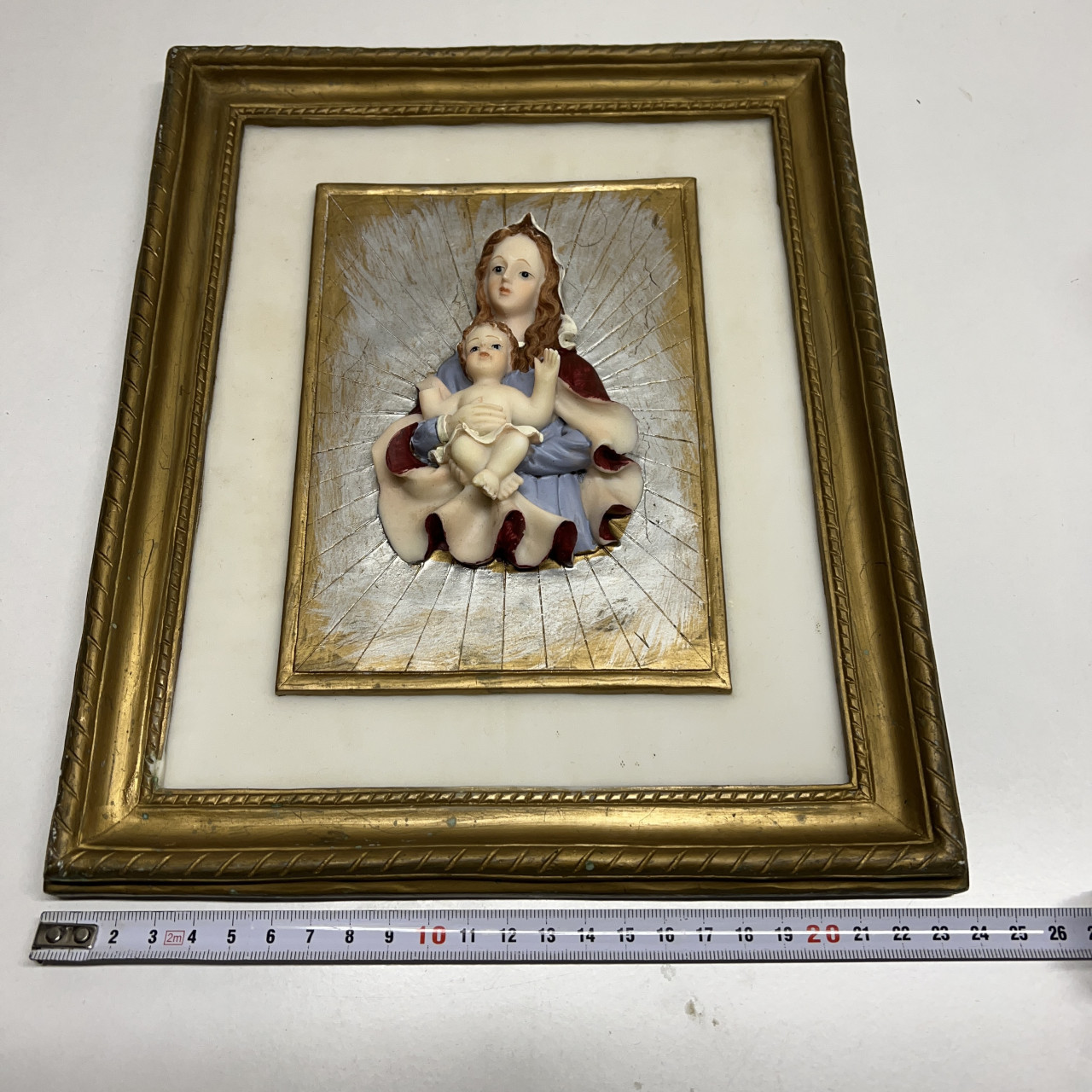 Wandbord ornament Maria en Jezus reliëf 23x28