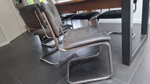 Buisframe stoelen Leer