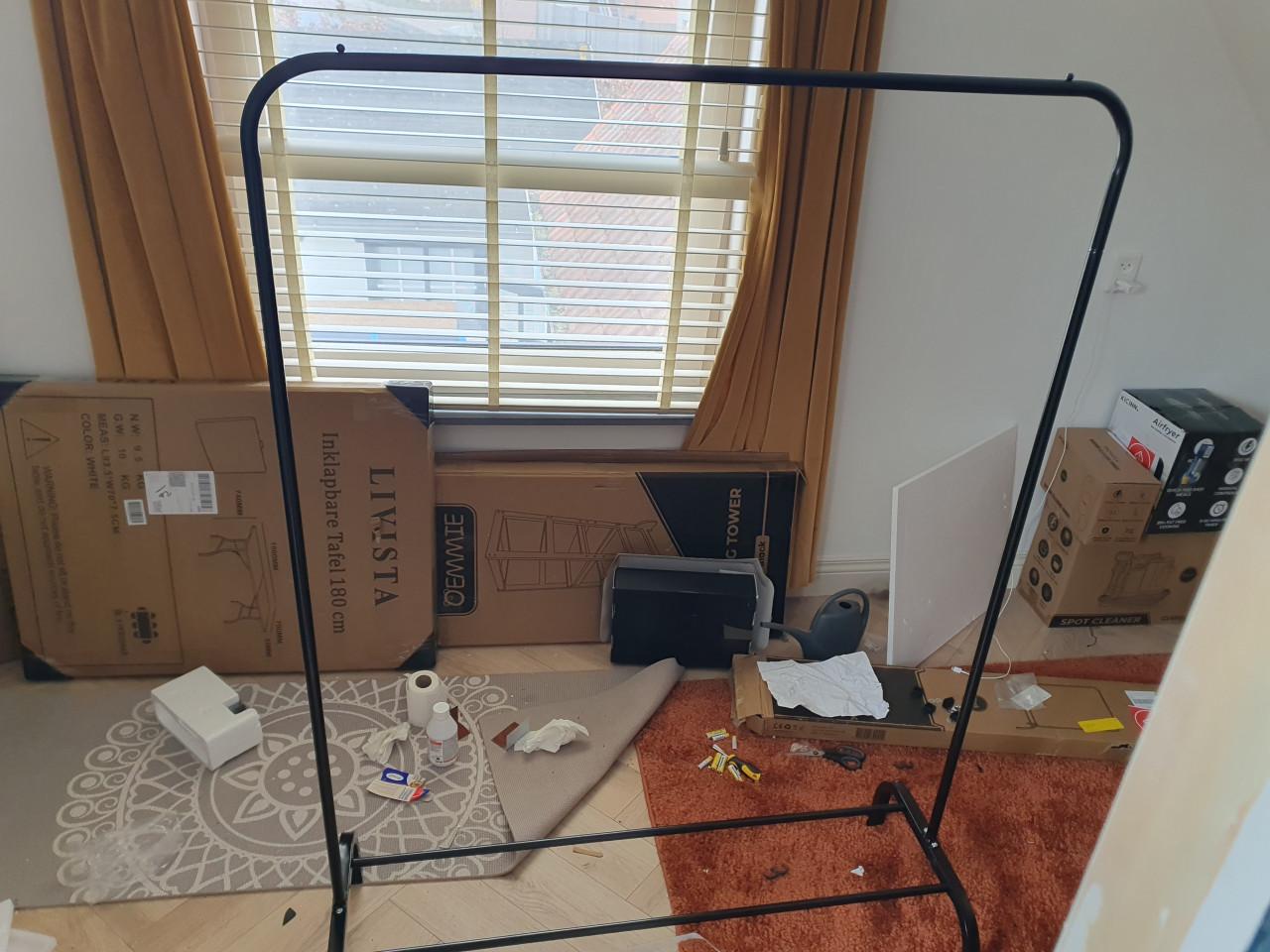 Vonia kledingrek zwart met schoenenrek | nieuw in doos