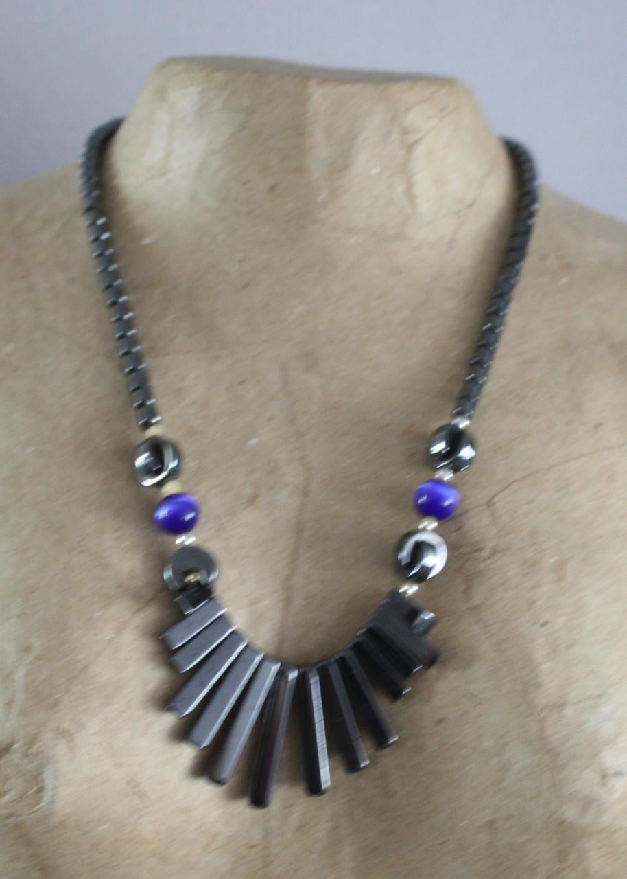 Grijs blauwe metalen ketting