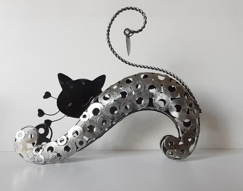 Poes, kat metalen decoratie
