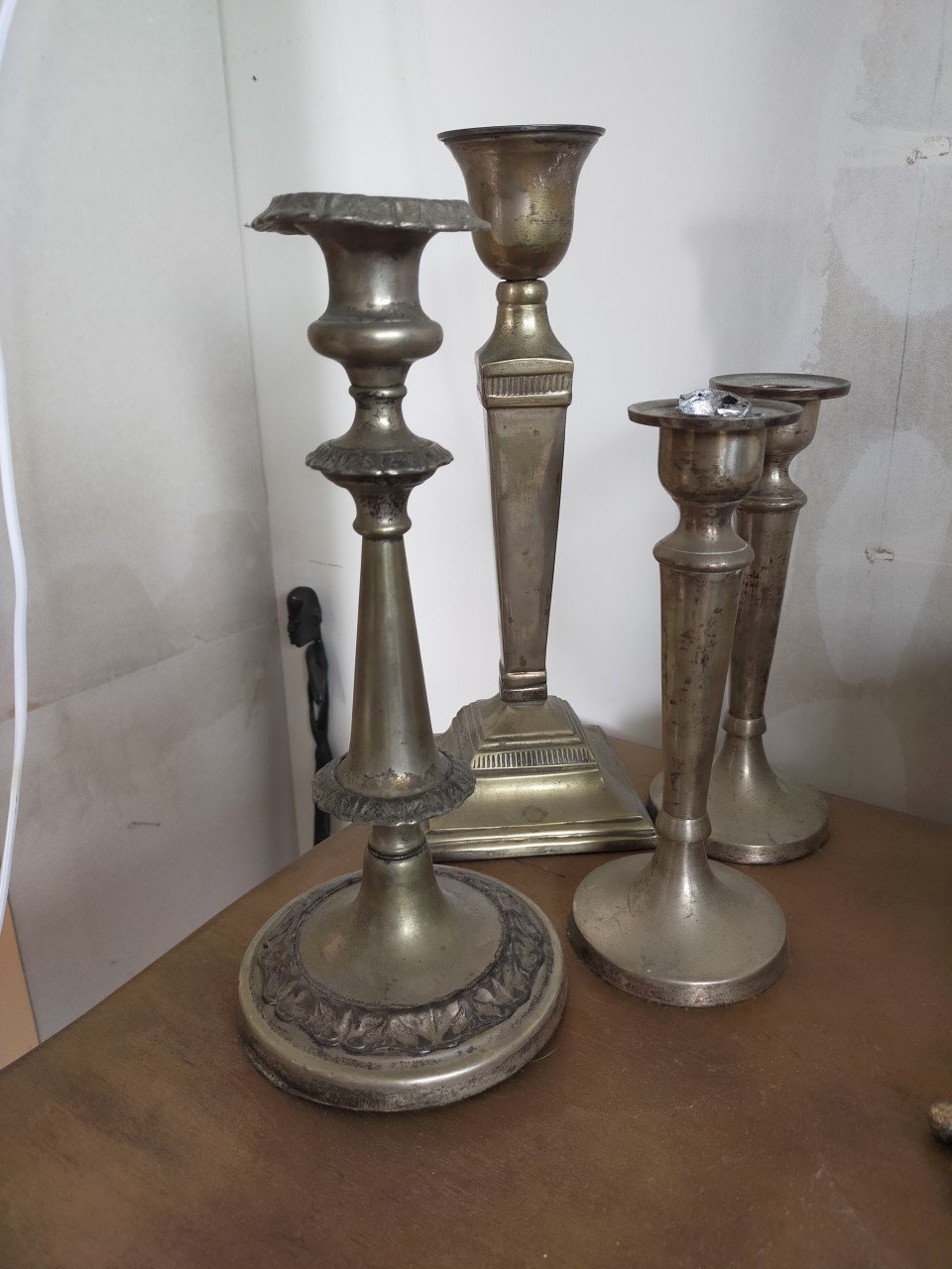 Mooie grote kandelaars koper en zilver