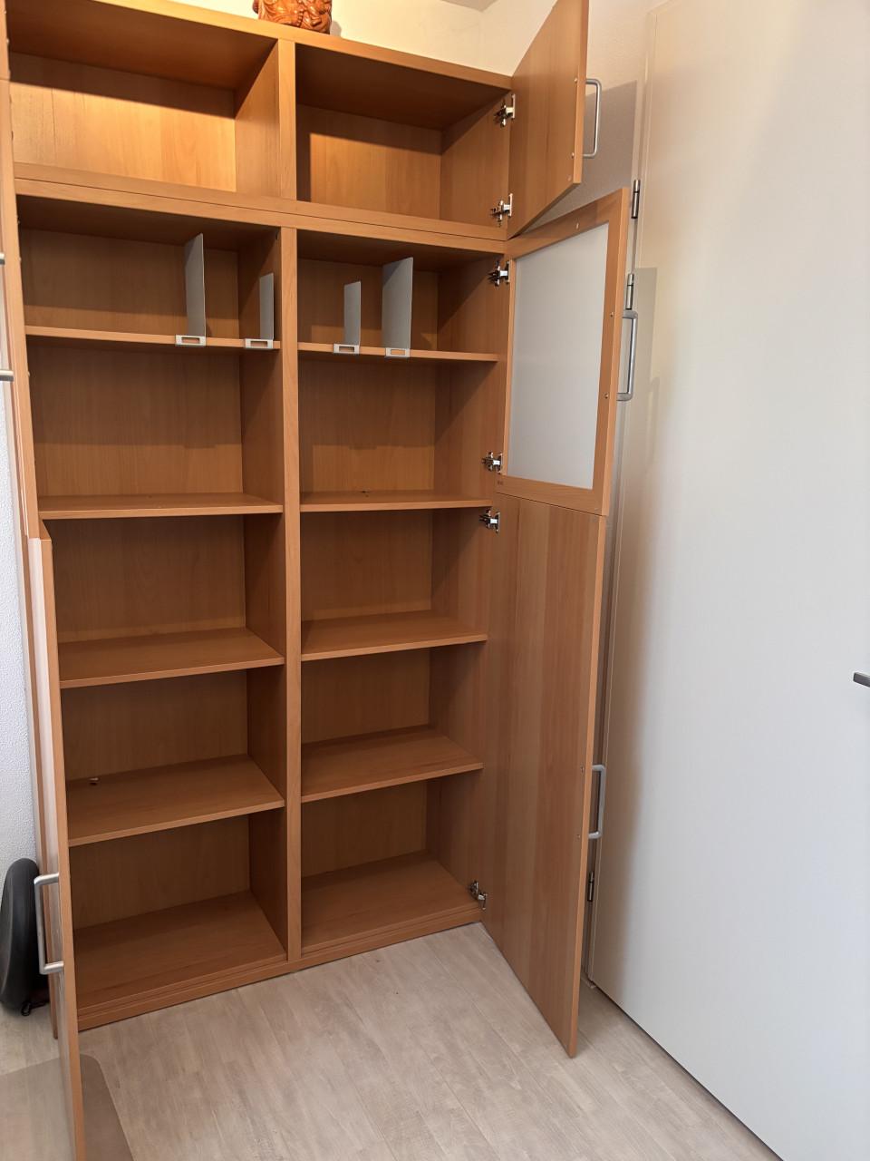 Beukefineer kast Besta met melkglazen deuren