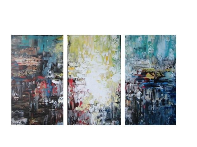 " Valley of Deception " Prachtig Acryl 3 luik van Gia Hung 120 cm x 70 cm