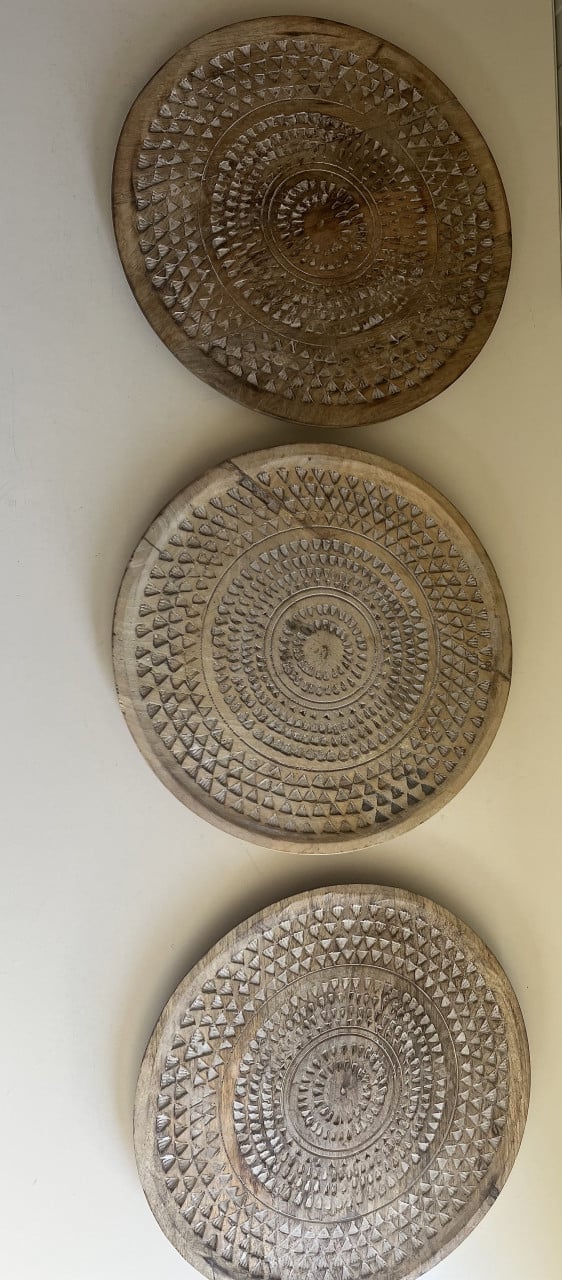 Fraaie houten decoratie borden / onderzetters 3 stuks