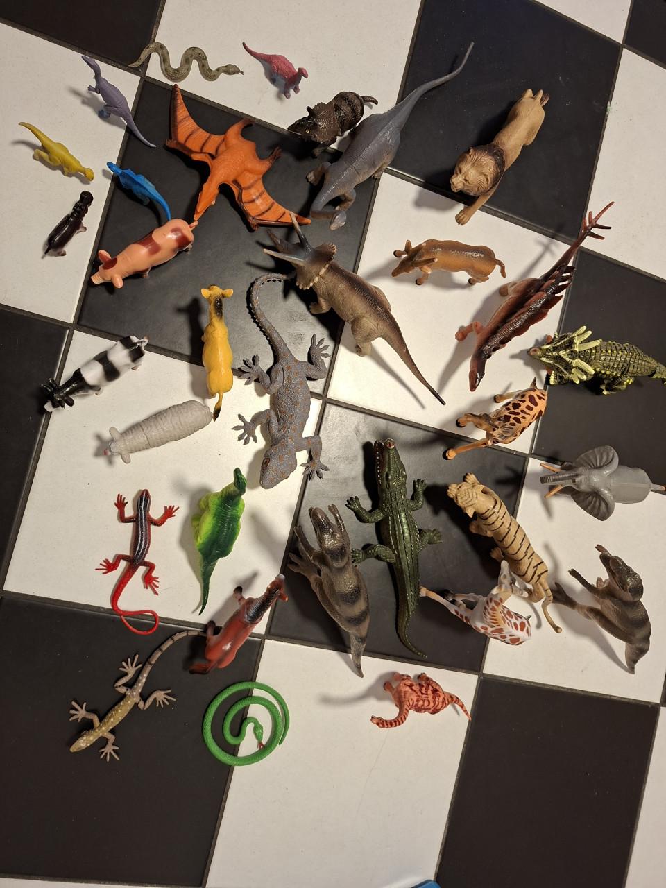 Verschillende soorten speelgoeddieren.