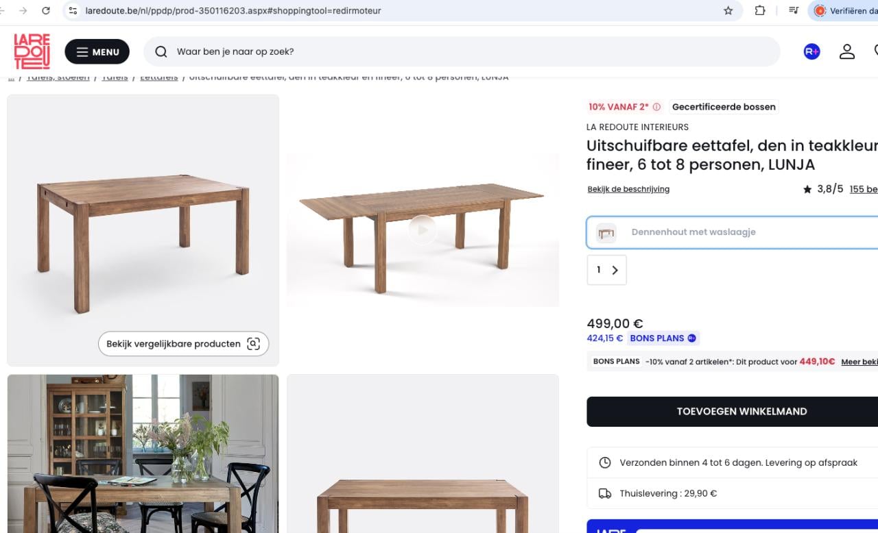 Eettafel La Redoute