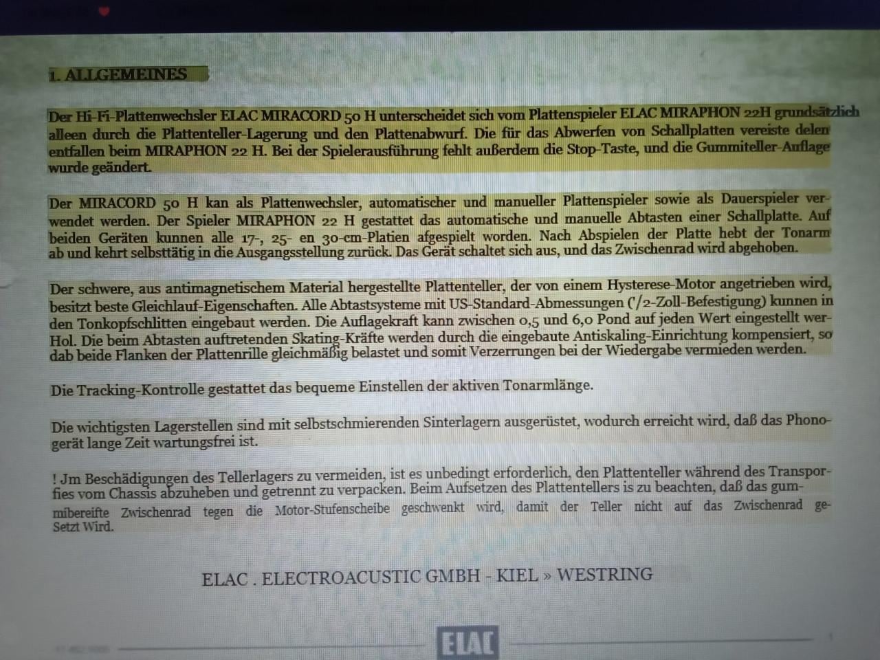 Elac Miracord 50H ii Platenspeler