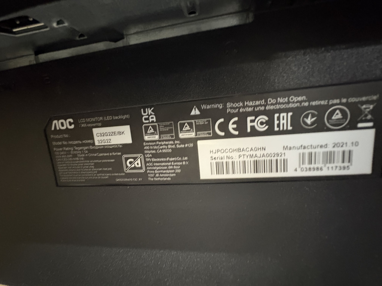 AOC Monitor 31,5 Inc