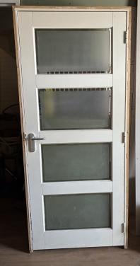 Binnendeur + kozijn matglas melkglas facetglas 201,5 x 83