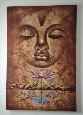 Buddha op canvas  180  x  120  cm