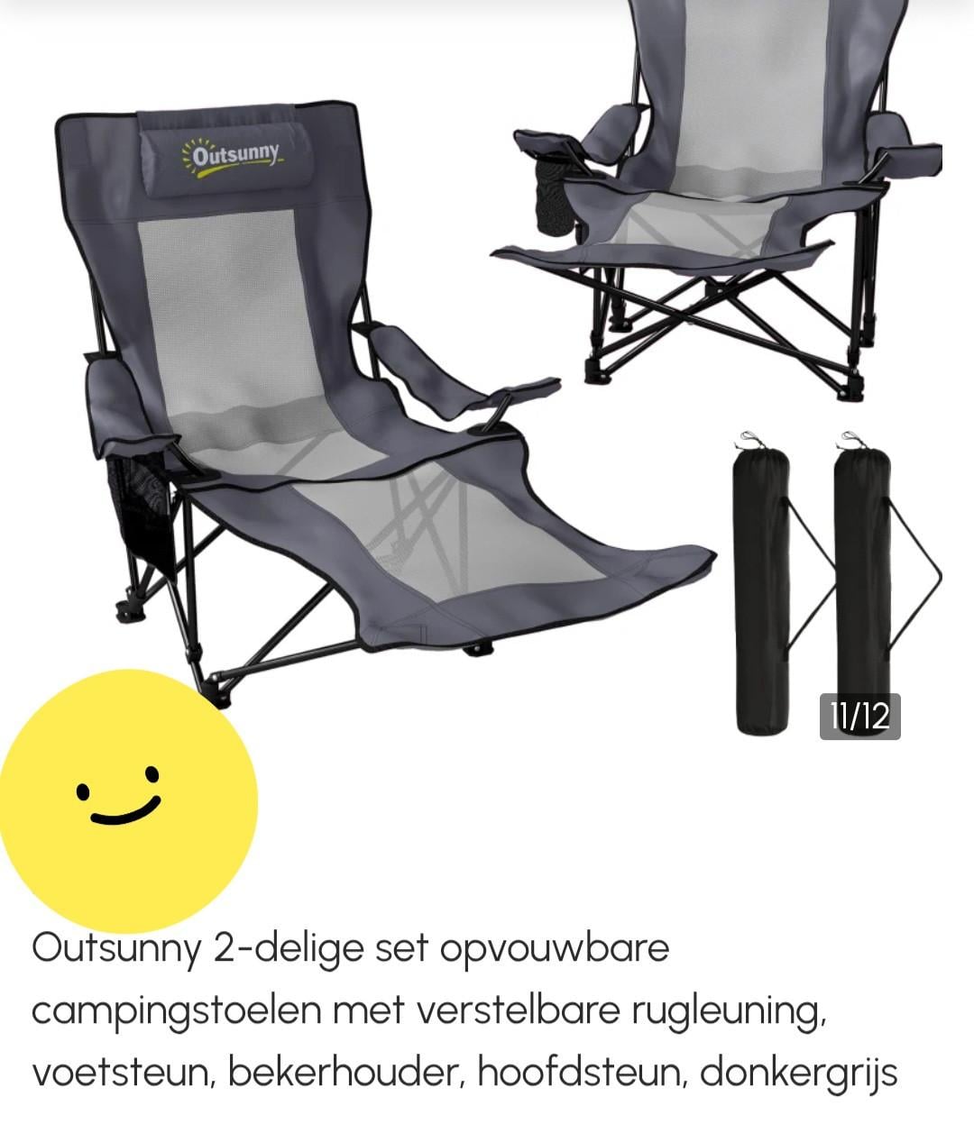 Opvouwbare campingstoelen met verstelbare rugleuning