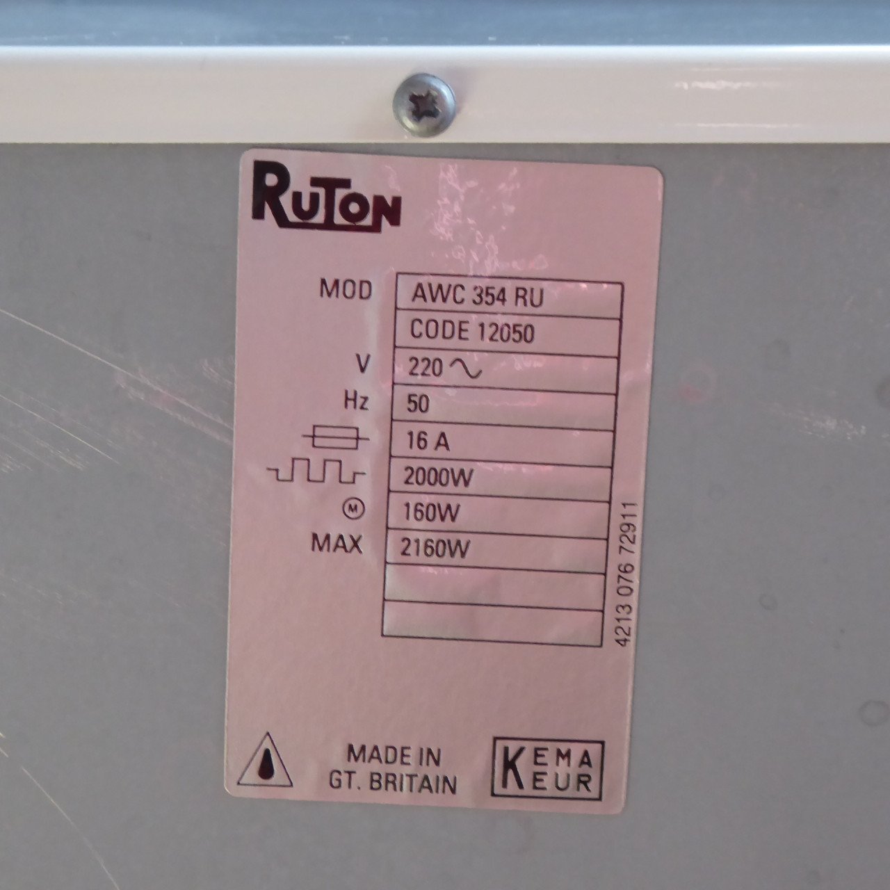 Ruton afvoerdroger AWC 354 RU