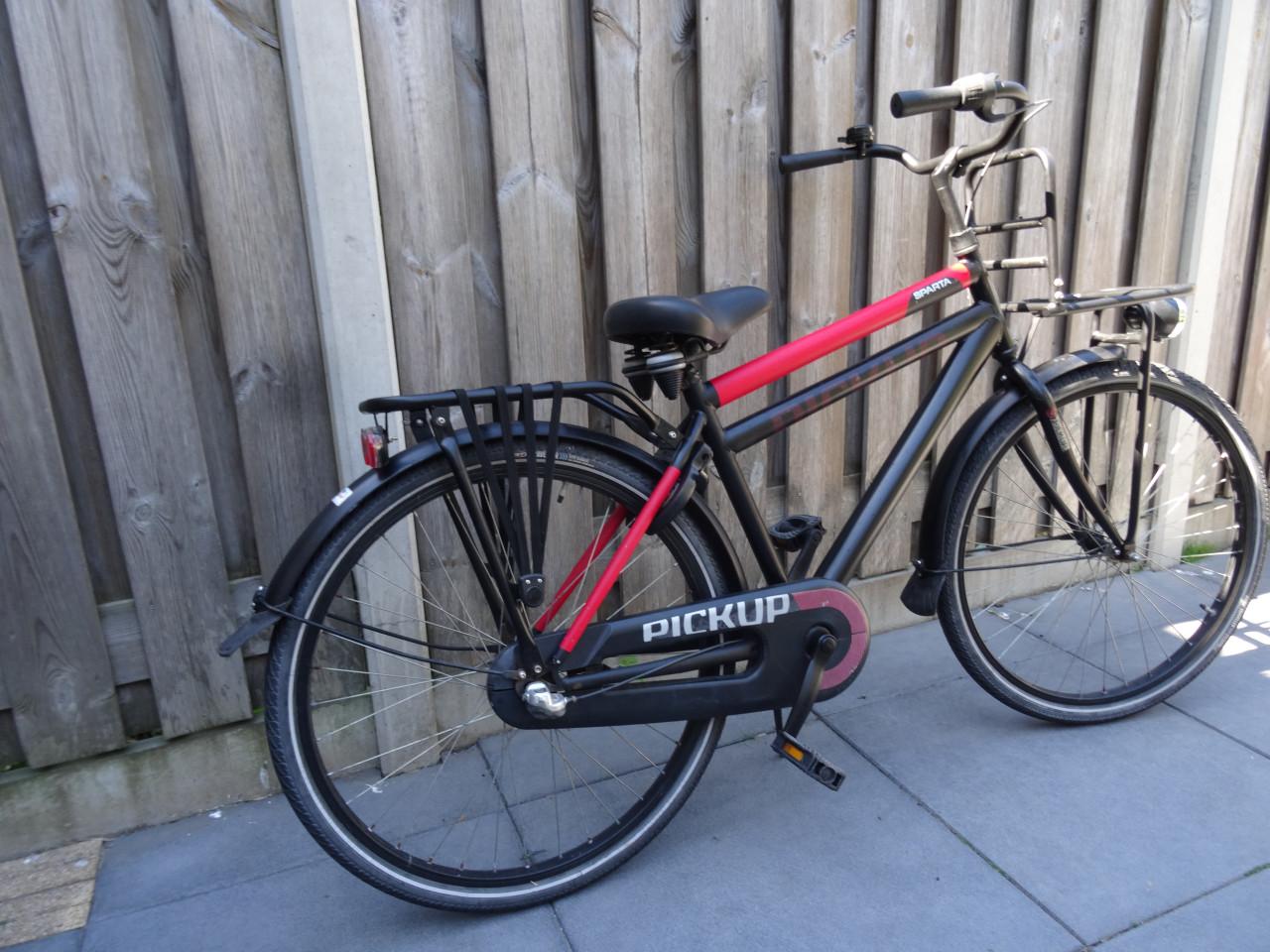 🚲 Sparta Pick-Up Transportfiets – 26 inch | Zwart/Rood ❤️🖤