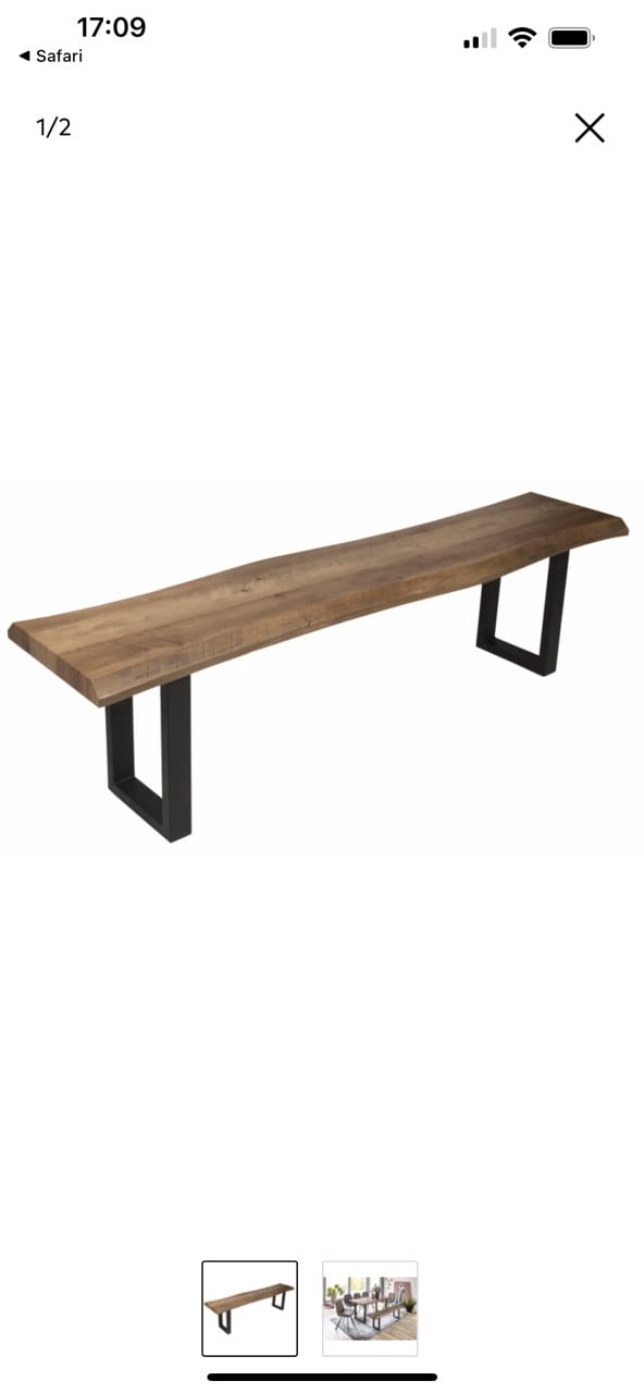 Bank THEA 180 x 46 cm – Acacia look / zwart frame