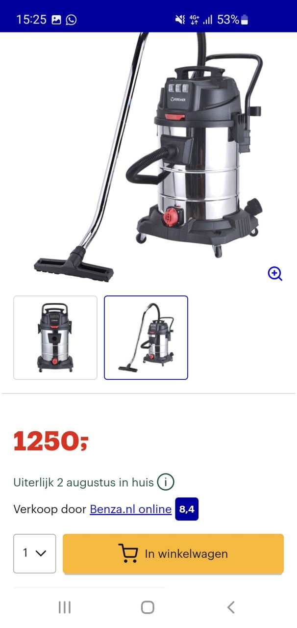 Nieuw Kremer KR100LS industriële stofzuiger