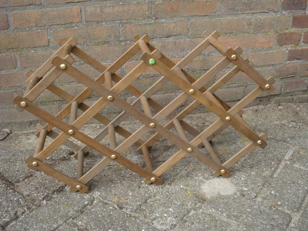 Massief houten wijnrek 36 flessen + houten opvouwbaar rekje