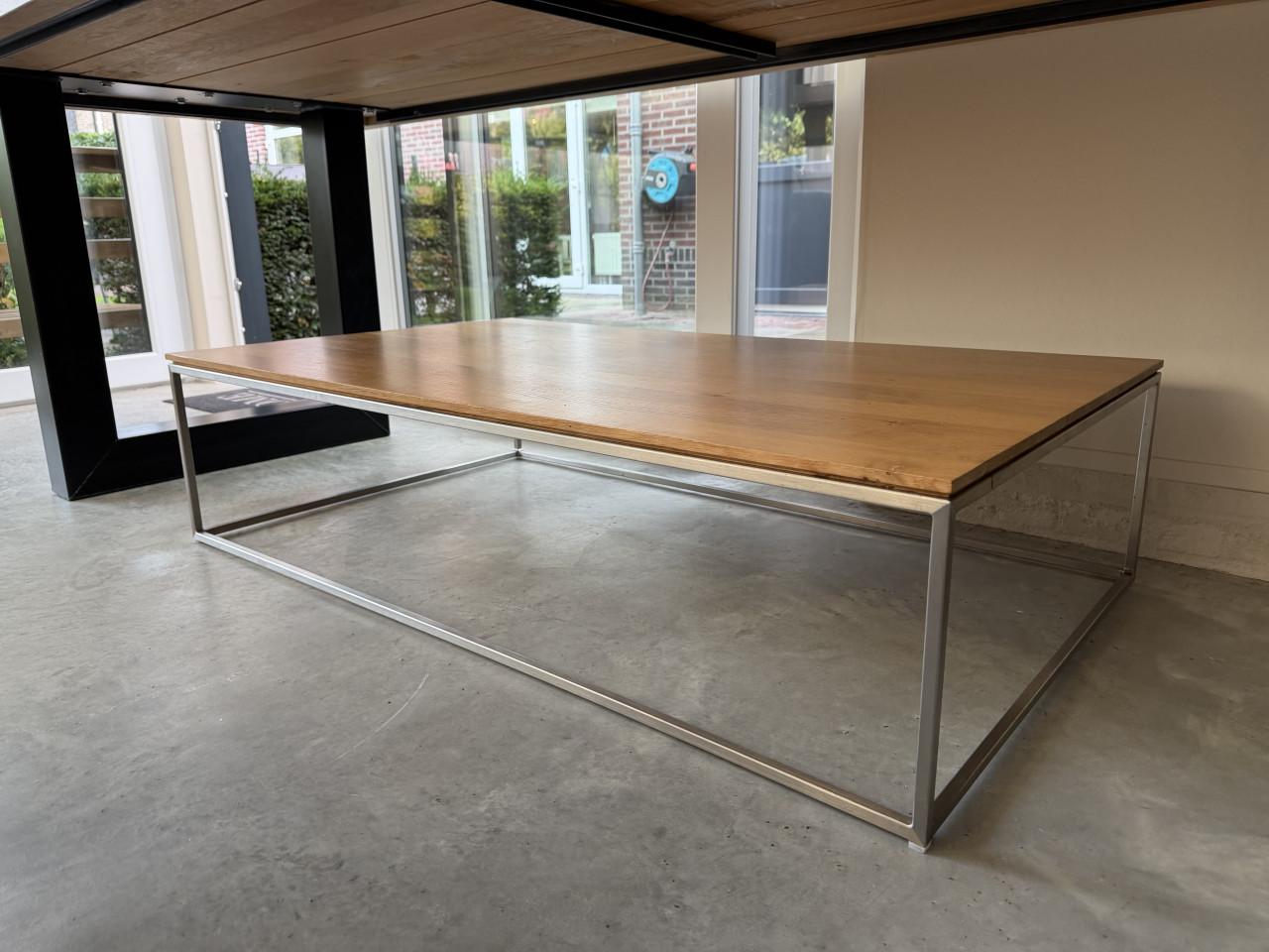 Salontafel eiken blad stalen frame 120x70x30cm