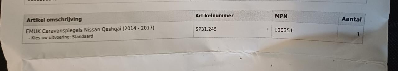 Caravanspiegels Qashqai vanaf 11-2013