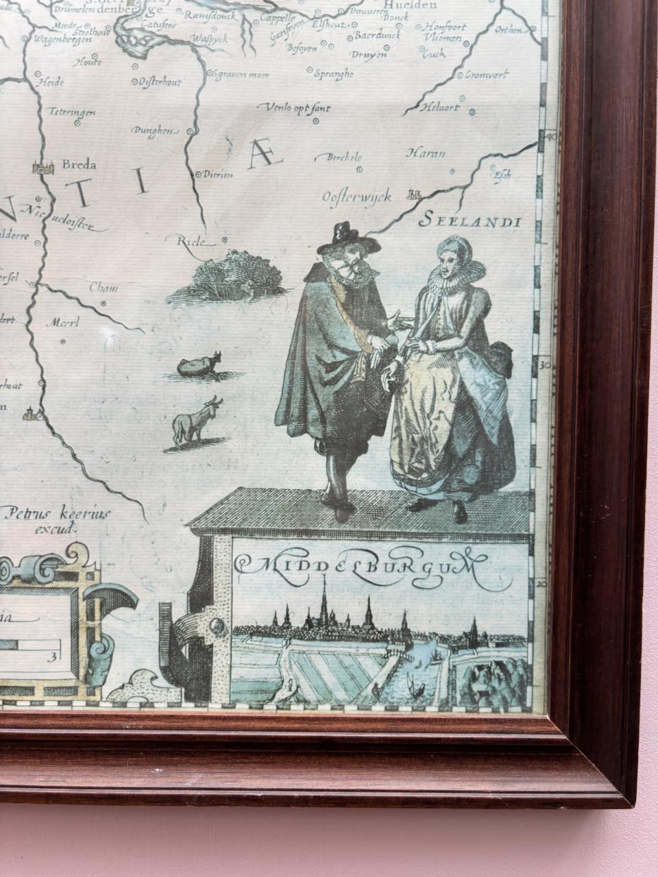 Antieke kaart graafschap Zeeland watermerk Van Gelder Zonen