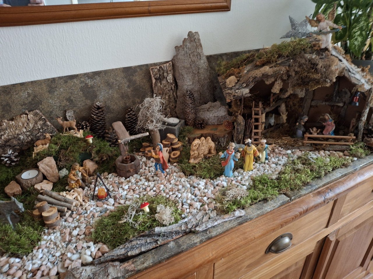 Kerststal met toebehoren