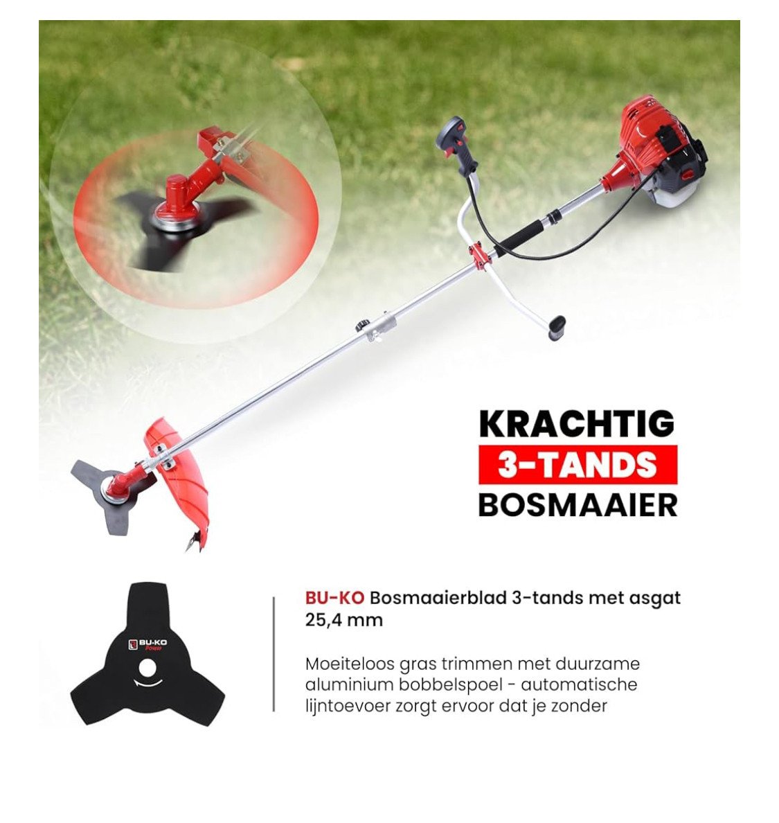 Bosmaaier inclusief gras trimmer en onkruid borstel