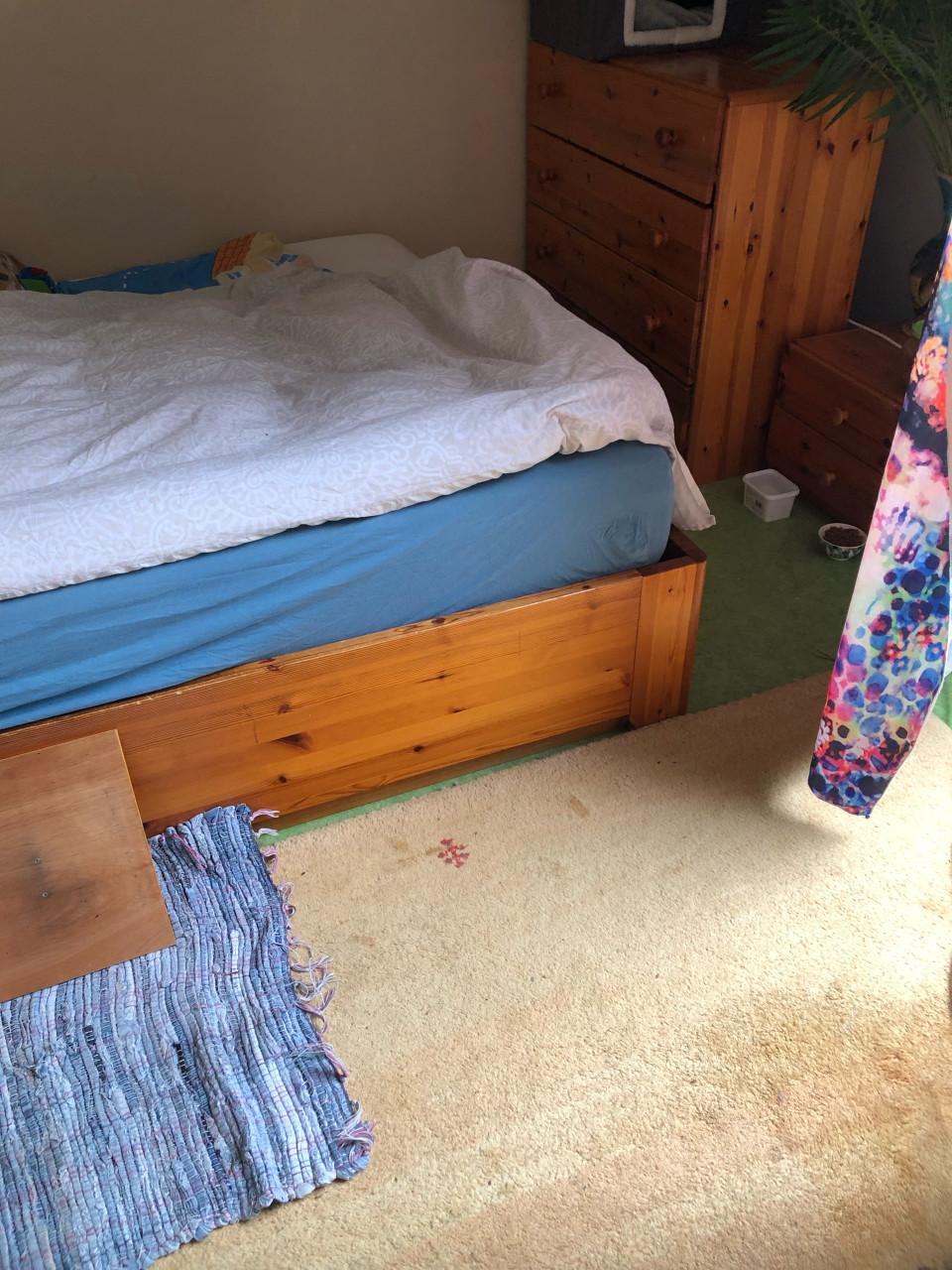 Ledikant, (Bedbak) grenen met 2 lattenbodems