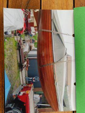 Teak houten moter vlet