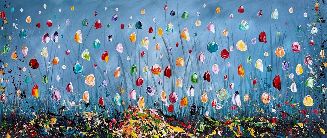 " Beautiful Flowers " prachtig Acrylschilderij van Gena
