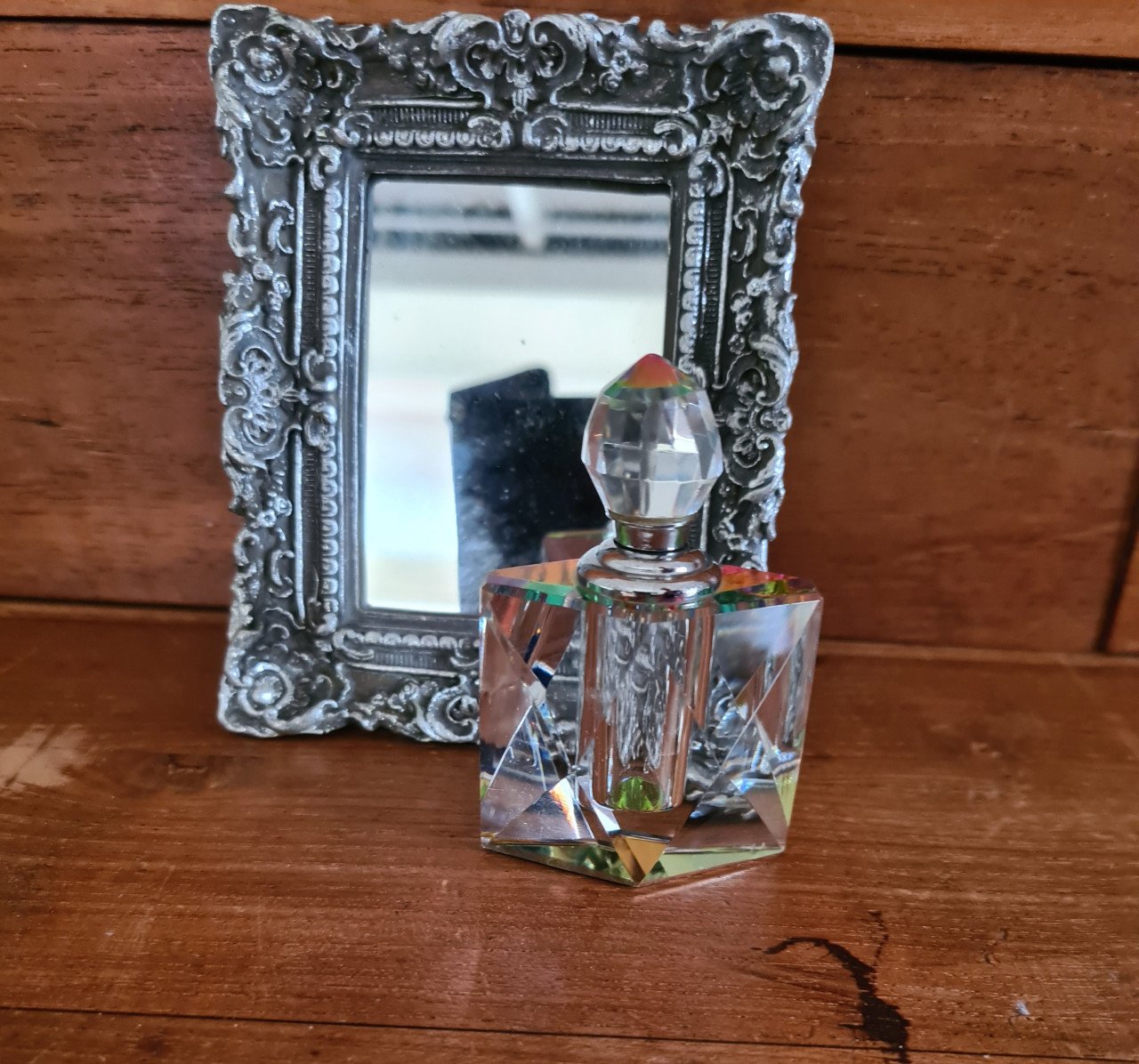 Zilverkleur barok spiegeltje of foto lijstje