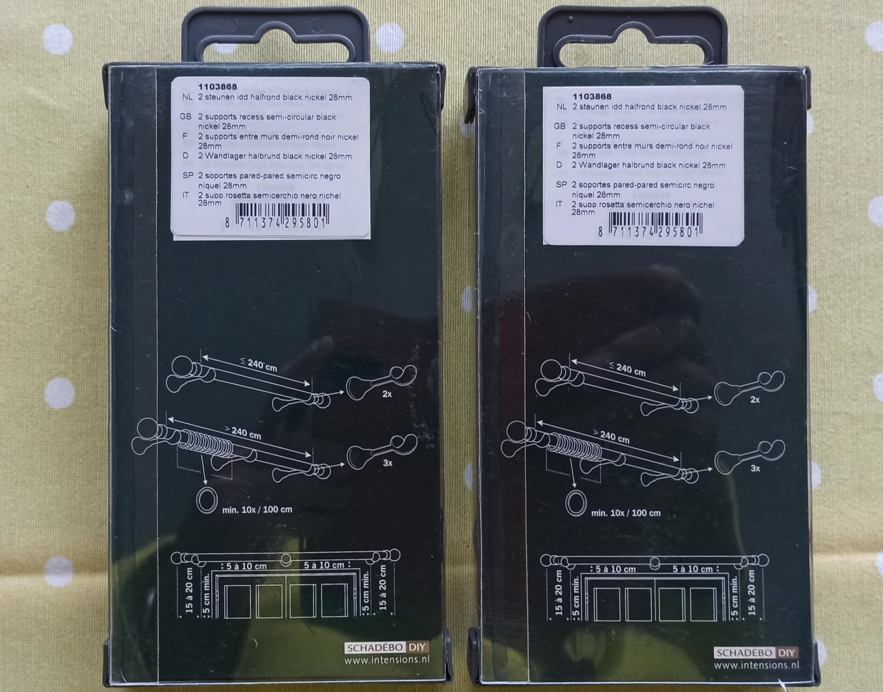 Intensions Classic roede steun- zwart -28 mm - 2 sets van 2 stuks