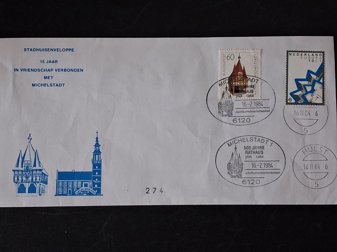 Eerste dag enveloppe Hulst/Michelstadt 1984