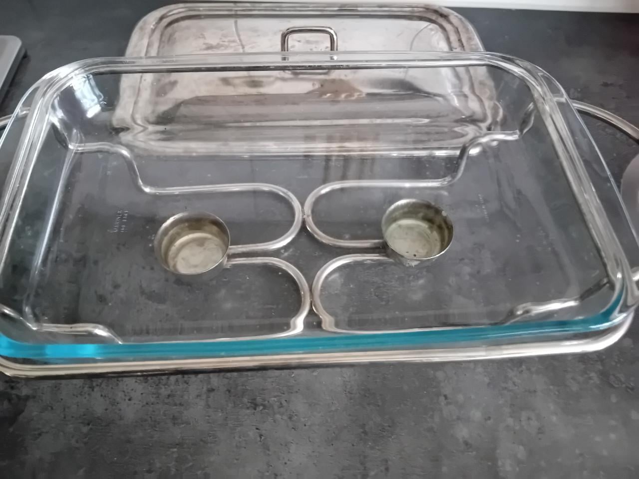 Verzilverde Warmhoudschaal / rechoud