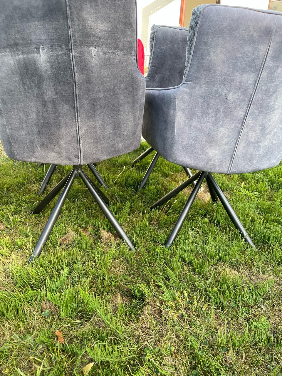 4 grijze comfortabele eetkamerstoelen