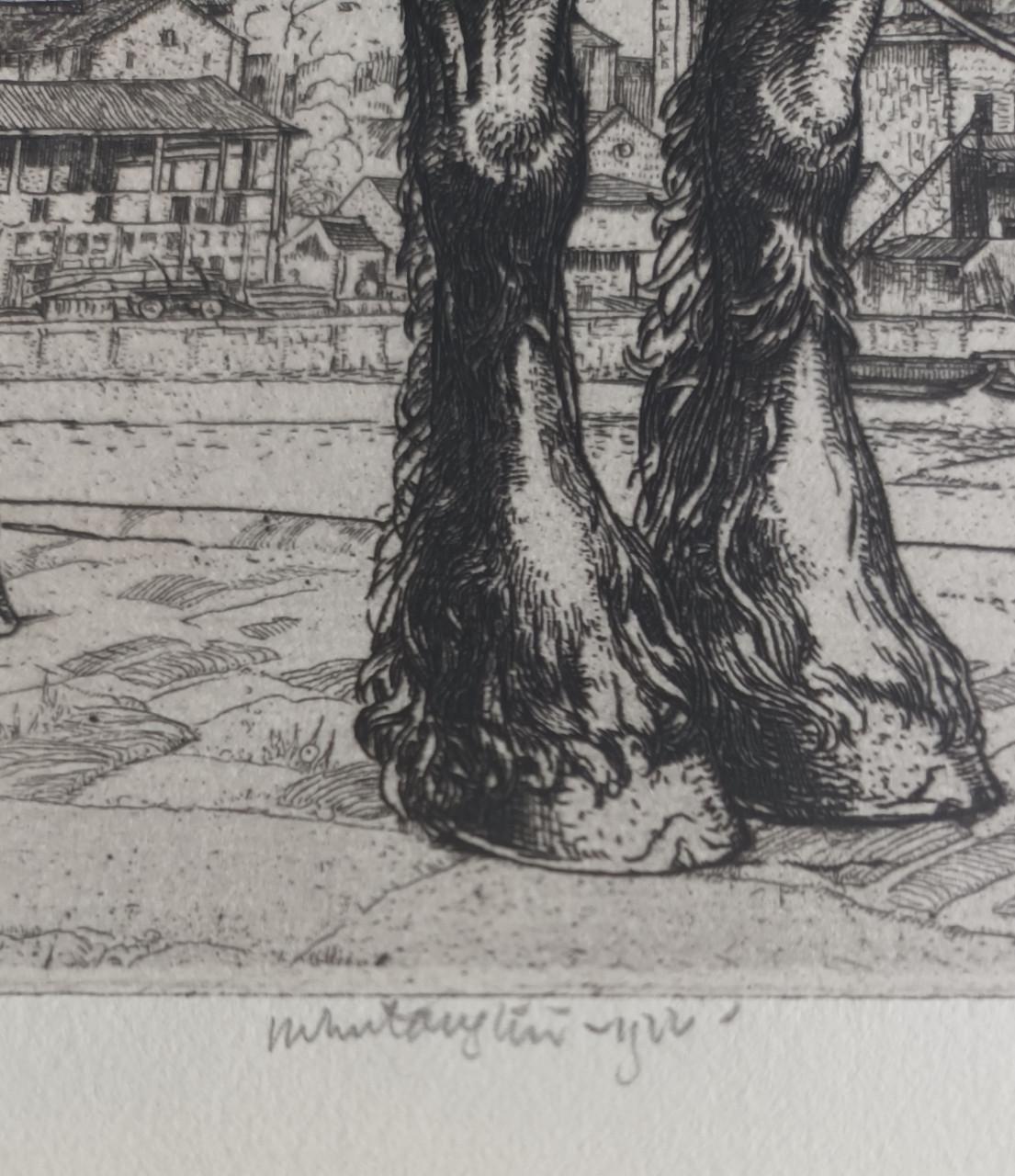 Handgesigneerde pracht ets van 1922 door Robert Sargent Austin