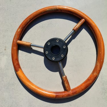 Houten bootstuur 42 cm – klassiek model met RVS spaken