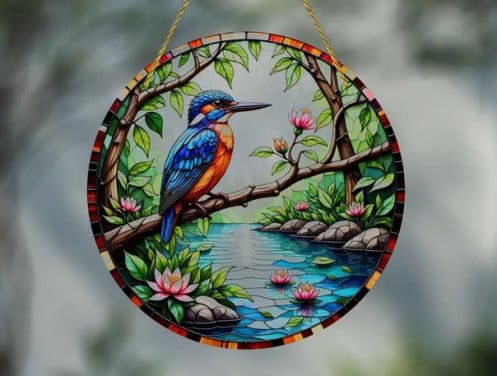 Raamhanger ijsvogel ( zeer kleurrijk )