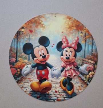 Mickey en Minnie Metalen Bordje