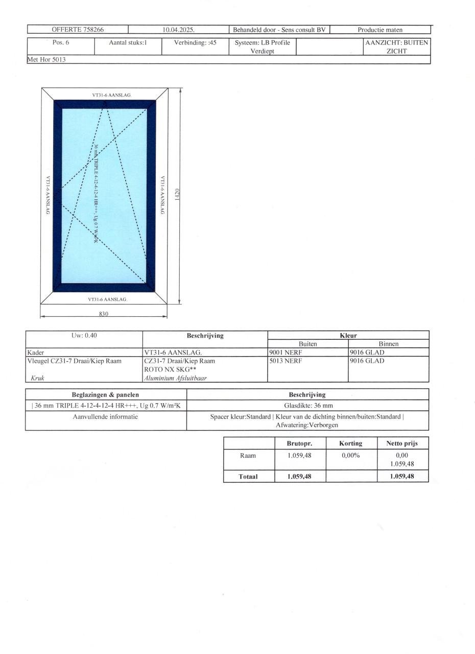 Kunststof kozijn met TRIPLE glas