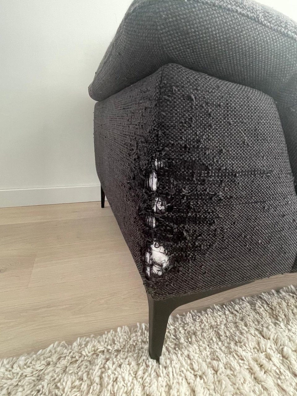 Bankstel Zwart Stof - 2.5 zit + 2 zit (met beschadiging door katten)