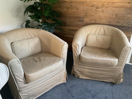 Ikea Tullsta fauteuil beige en zwarte  afneembare hoezen